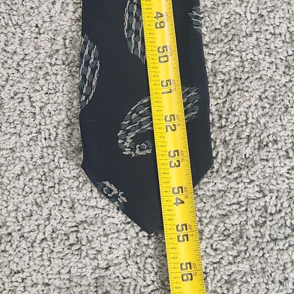 Giorgio Armani Cravette‎ Silk Tie Navy Blue Necktie Paisley 3.5 x 55 Made Italy - Picture 5 of 6